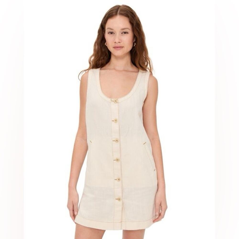 Faherty Linen Denim Malibu Mini Dress - Whitecliff Wash S - Picture 3 of 10